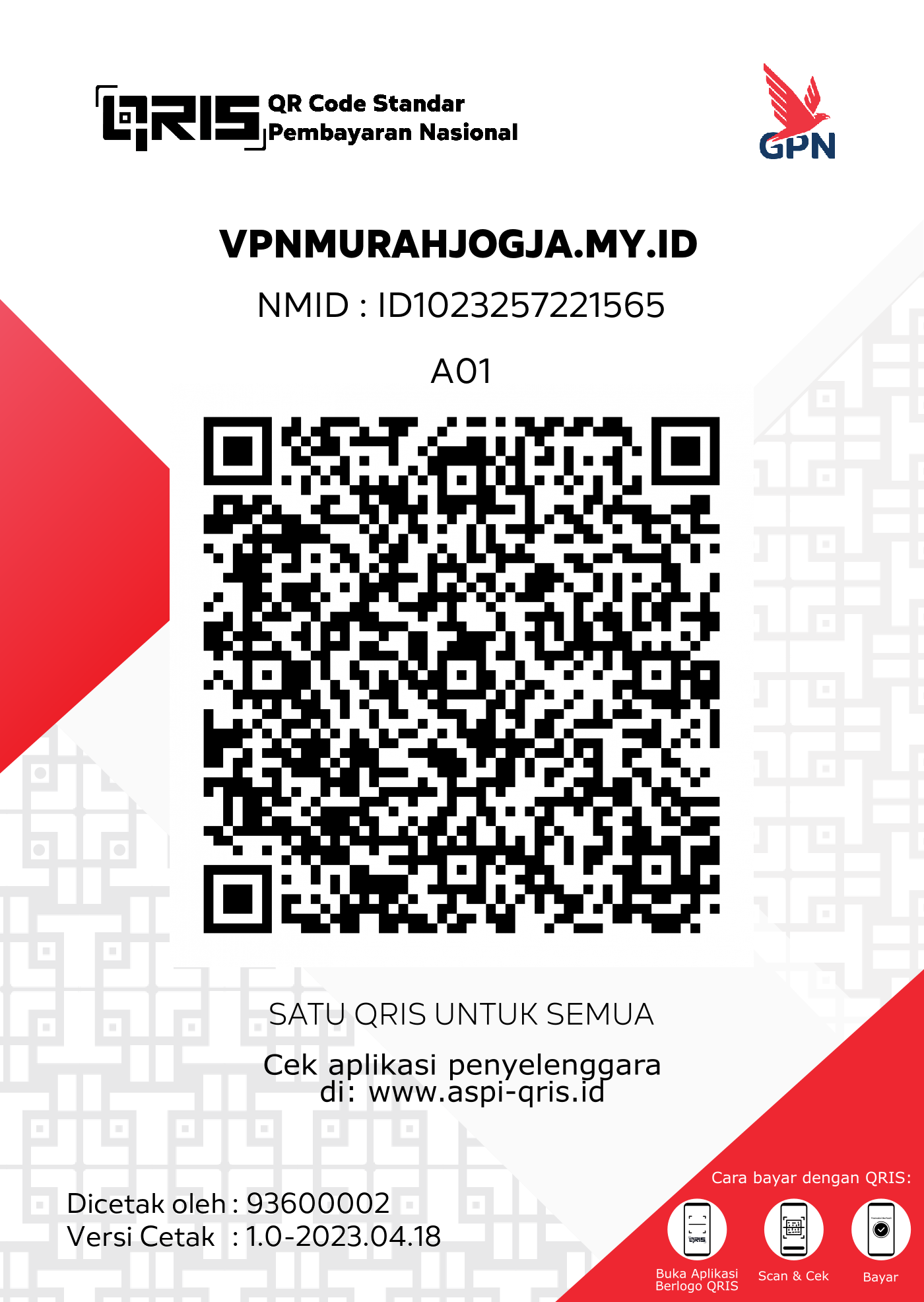 QRIS code VPN Murah Jogja atas nama Damasus Bagus Wahyu Utama